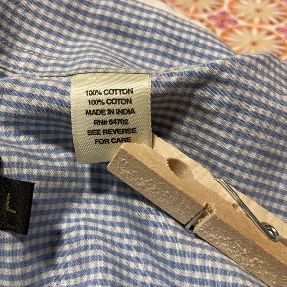 Devon Harris Men's White with Blue Gingham Sleeves 100% Cotton Button Down Shirt - Picture 9 of 12